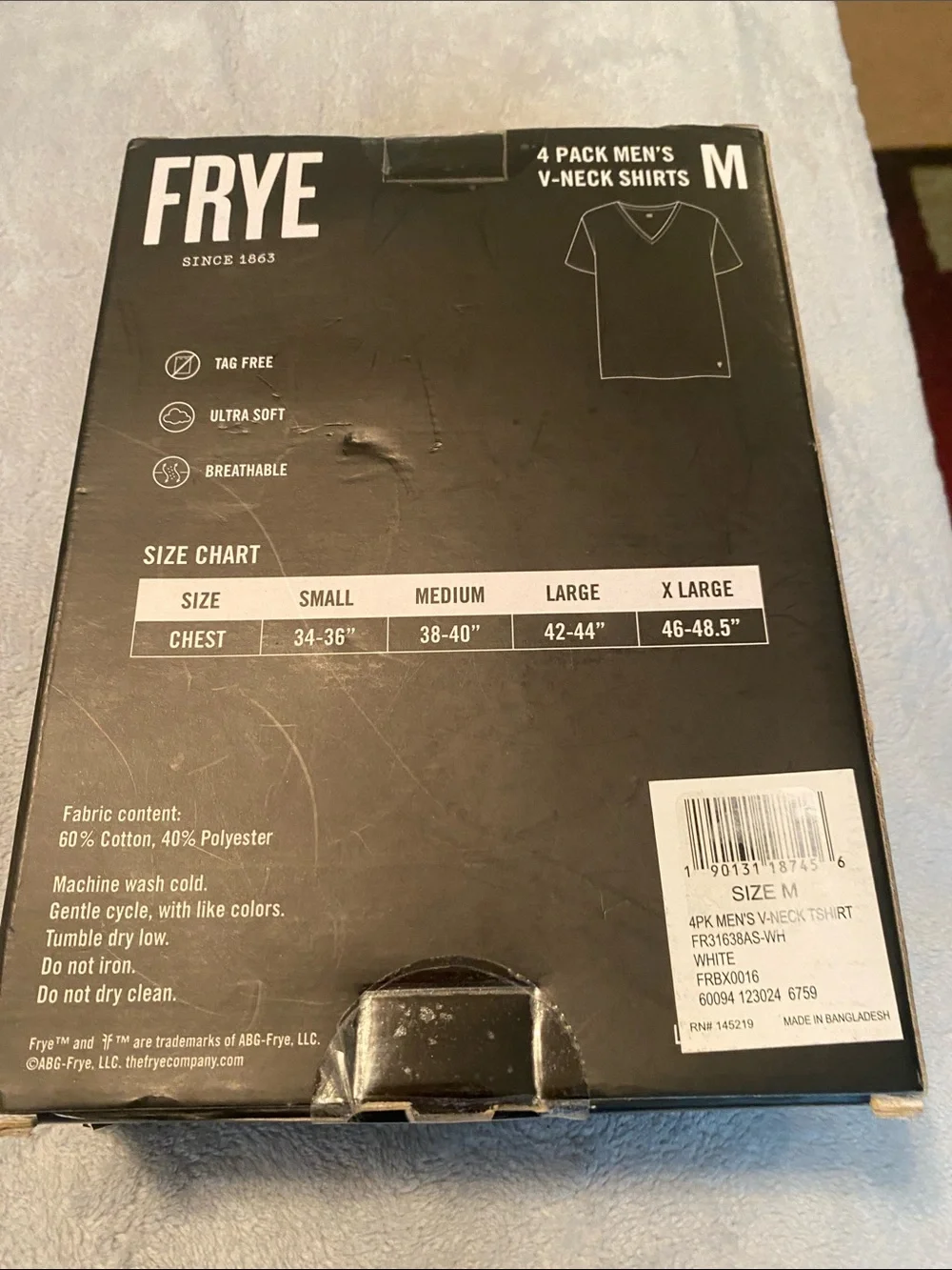 Frye Men's V-Neck T-Shirts in White (4-Pack)